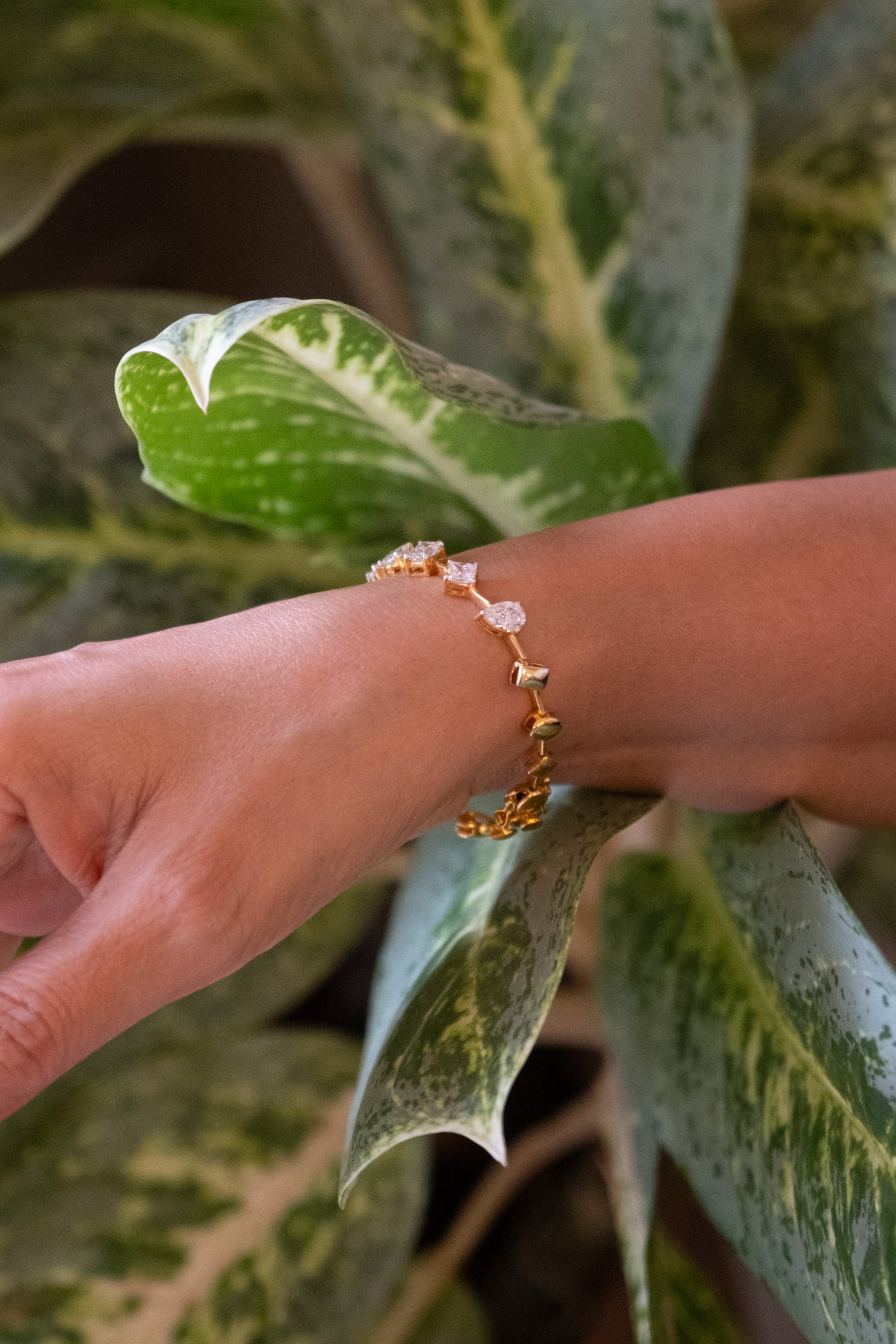 50 cent Multi-Shape Diamond Half Bracelet