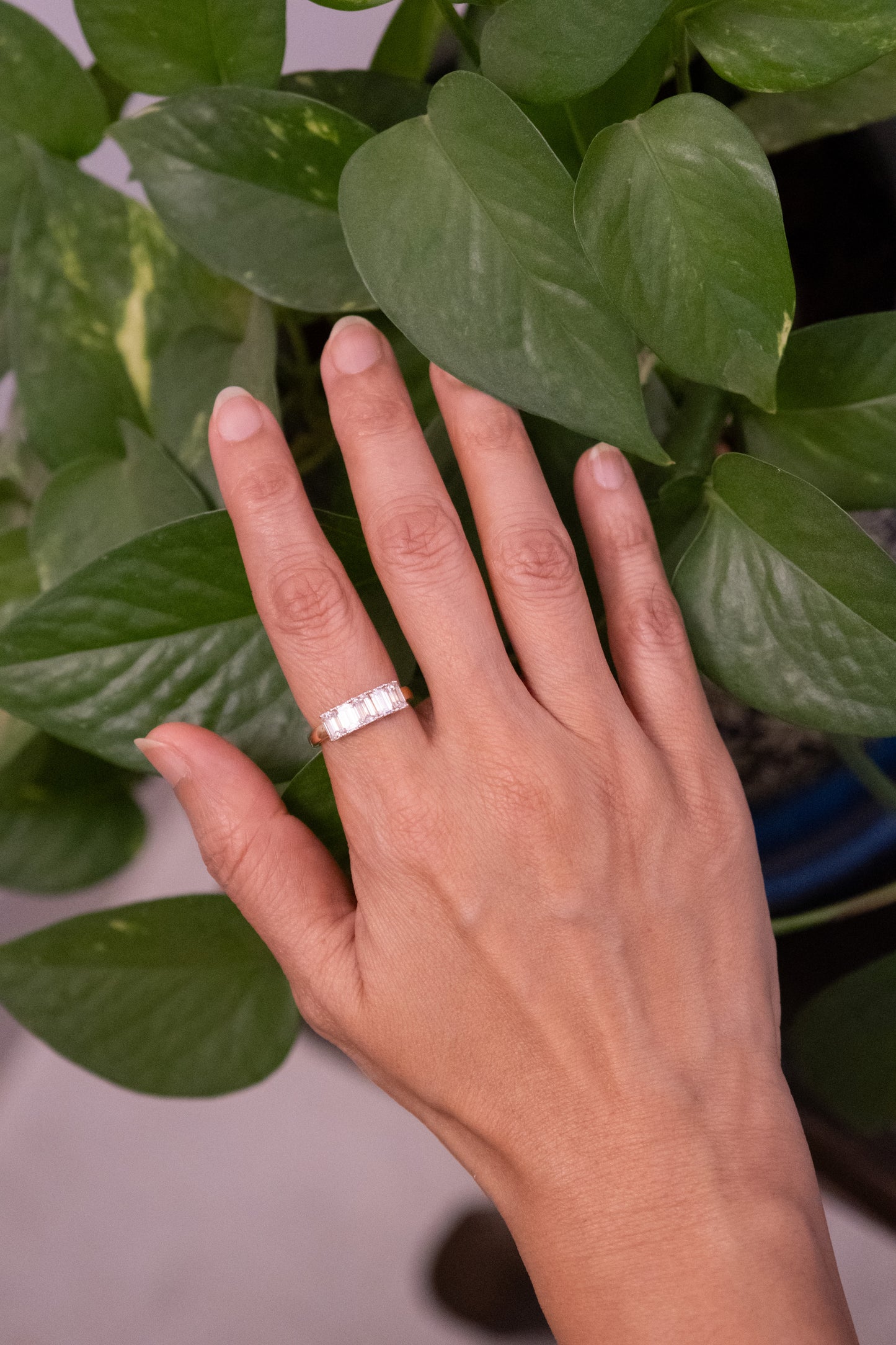 Emerald cut Half Eternity Ring