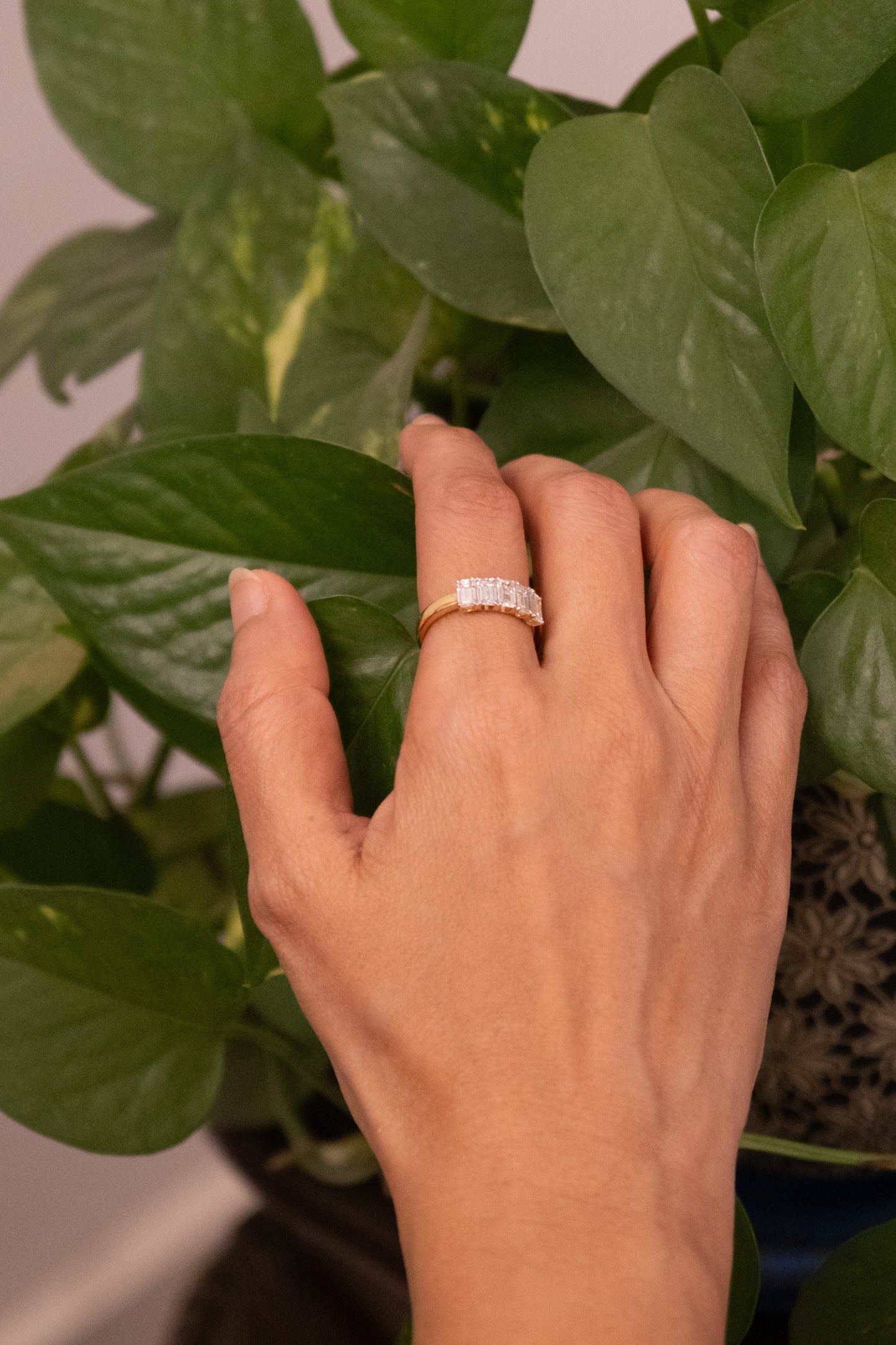 Emerald cut Half Eternity Ring