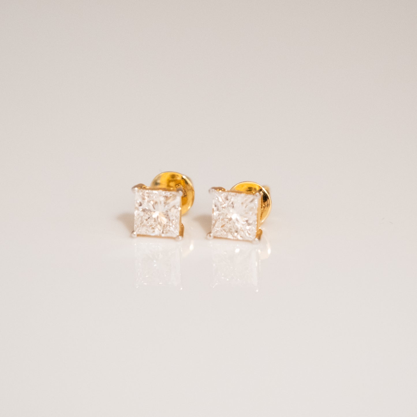 1-1ct Princess Cut Solitaire Earrings