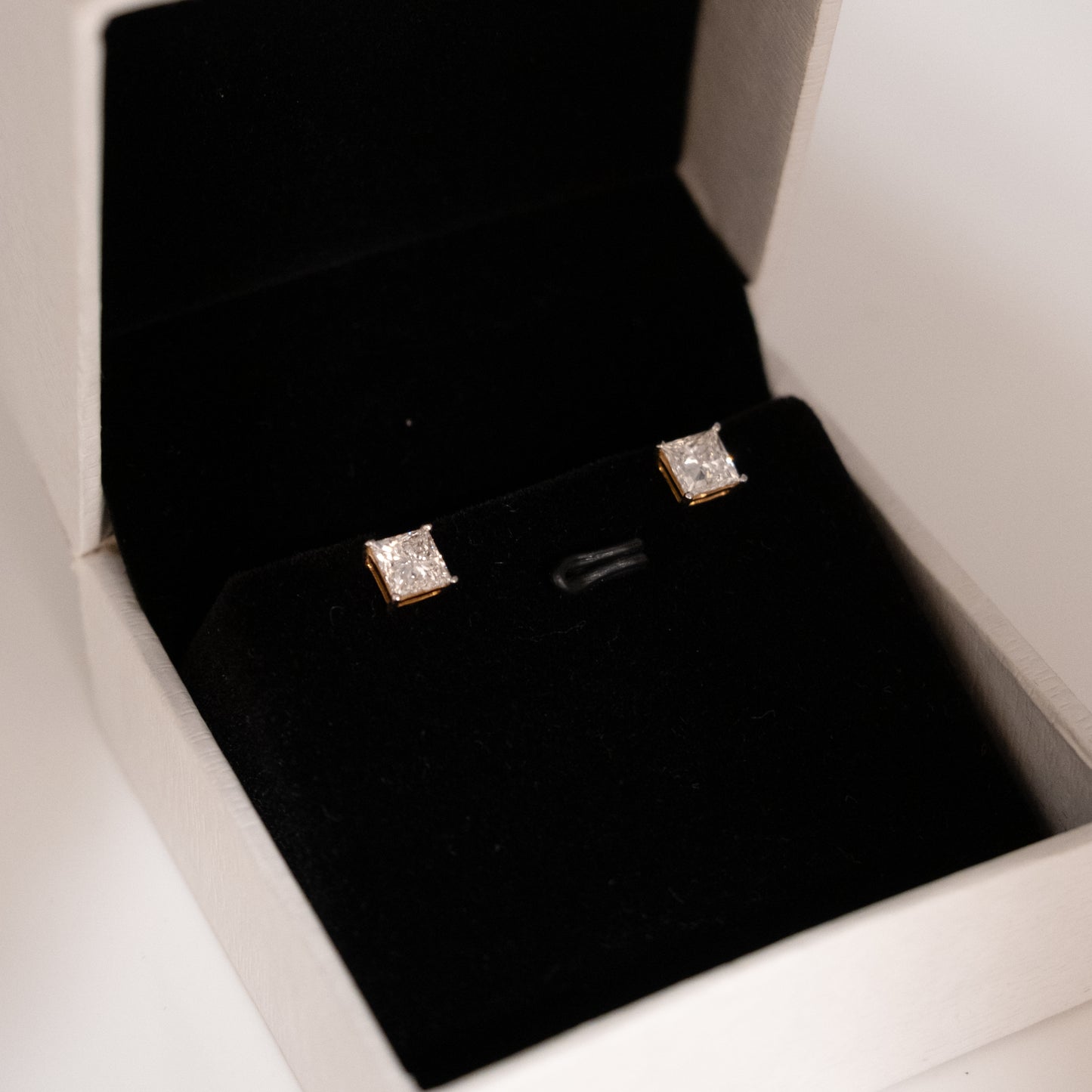 1-1ct Princess Cut Solitaire Earrings