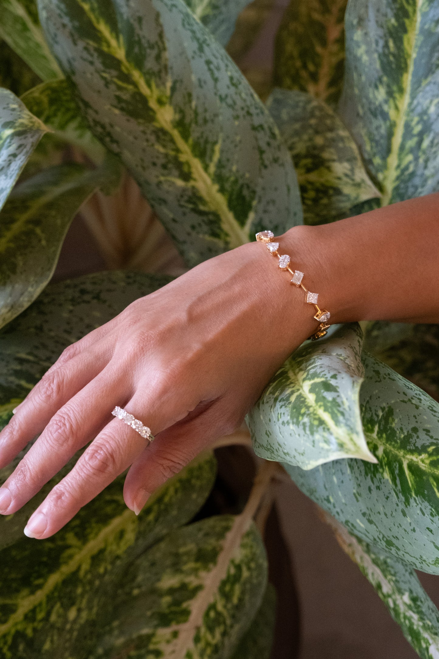 50 cent Multi-Shape Diamond Half Bracelet