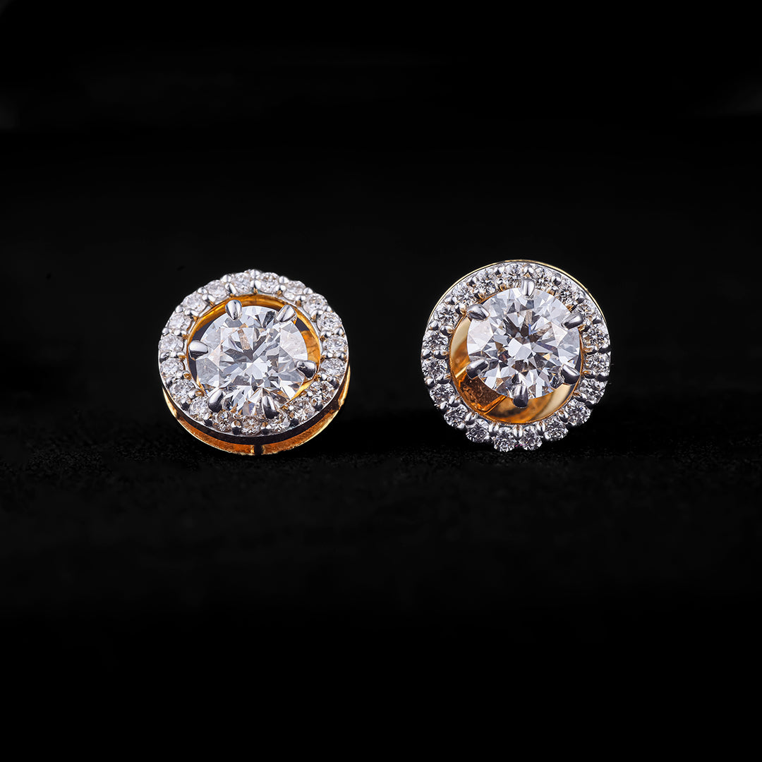 0.78-0.78ct Round Solitaire Earrings with Halo