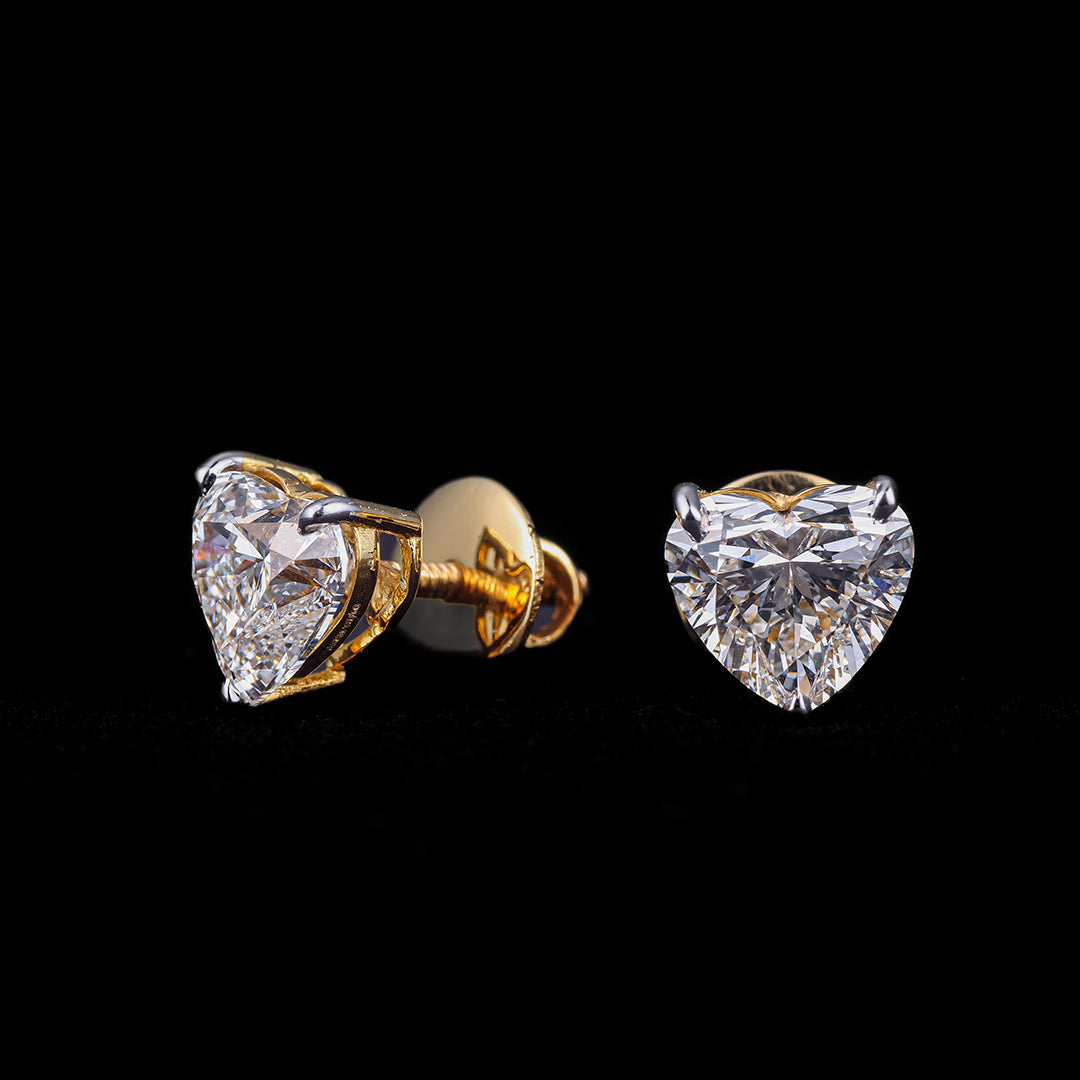 1.5-1.5ct Heart Solitaire Earrings