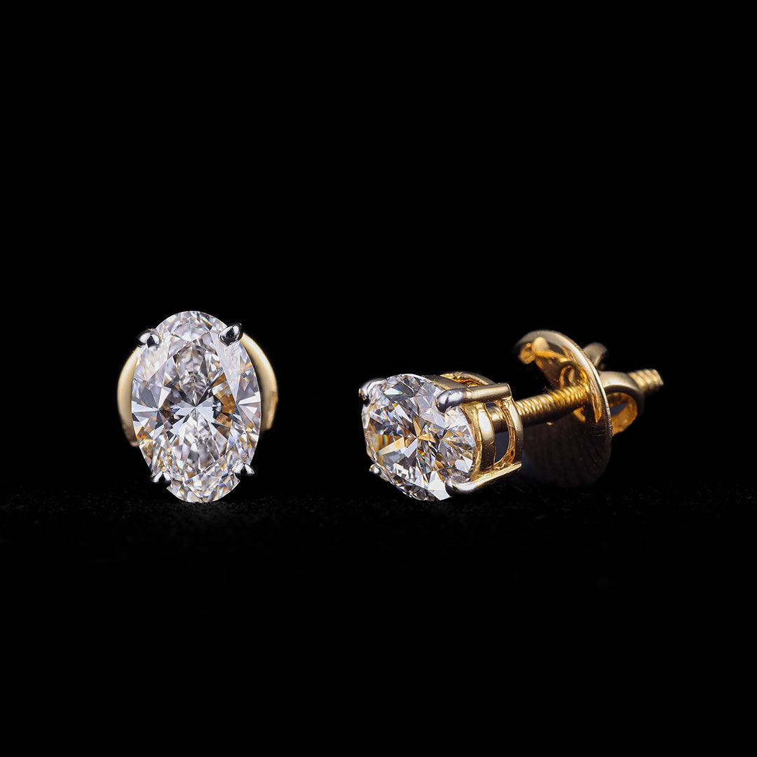 1-1ct Oval Solitaire Earrings