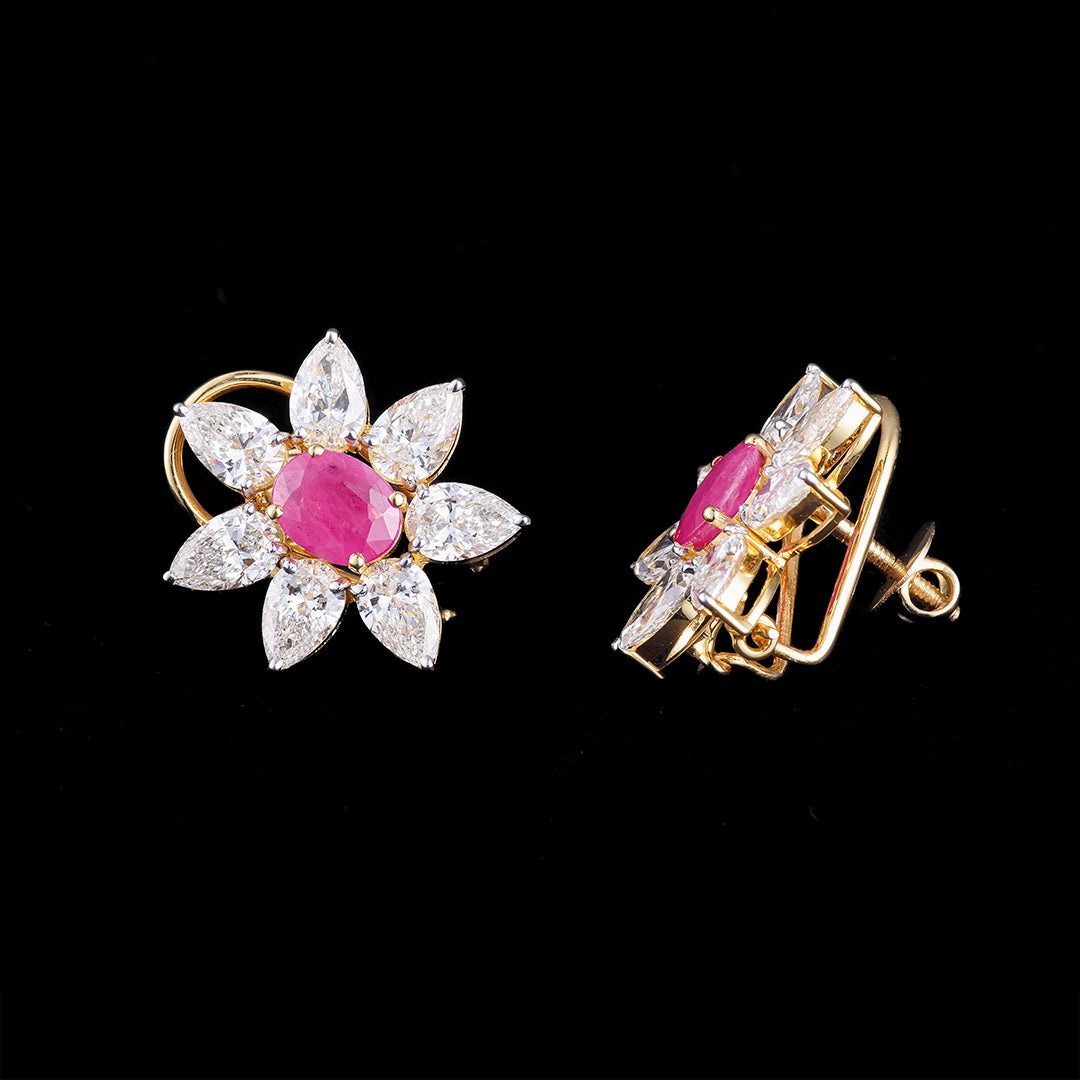 Ruby, Diamond Huggie Earring