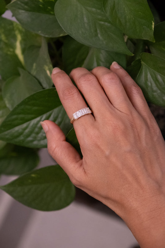 Emerald cut Half Eternity Ring