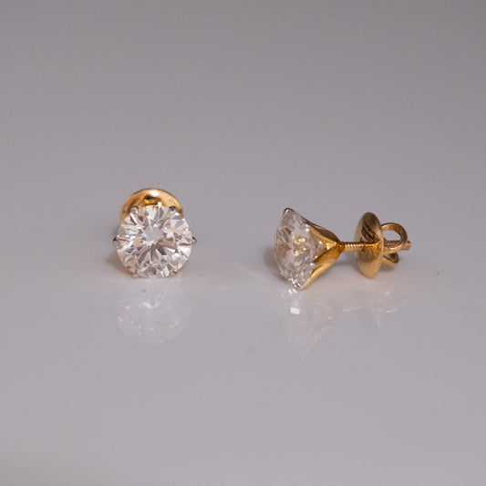 3-3ct Round Solitaire Earrings