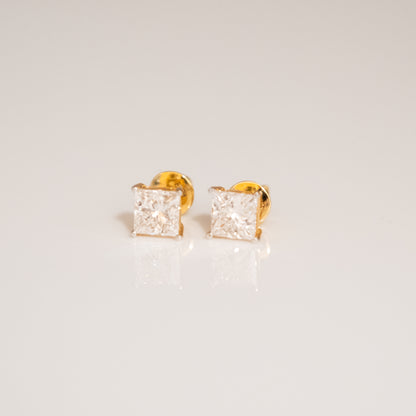 1-1ct Princess Cut Solitaire Earrings