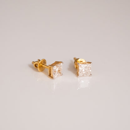 1-1ct Princess Cut Solitaire Earrings