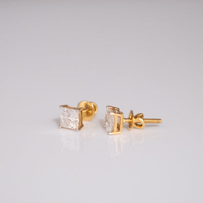 1-1ct Princess Cut Solitaire Earrings