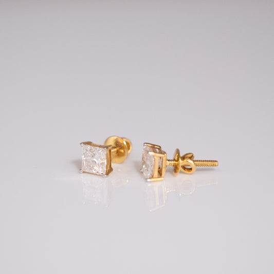 1-1ct Princess Cut Solitaire Earrings