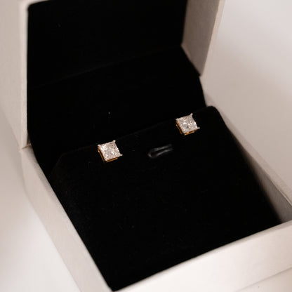 1-1ct Princess Cut Solitaire Earrings