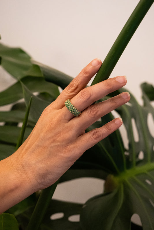 Emerald Pavé Ring