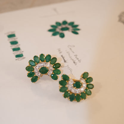 Emerald and Diamond Huggie Earring