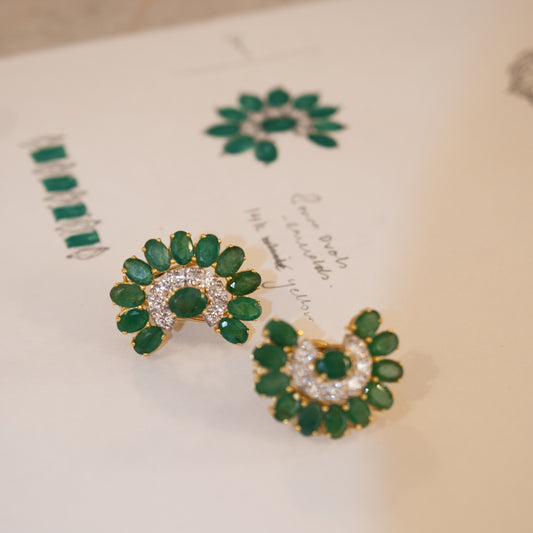 Emerald and Diamond Huggie Earring