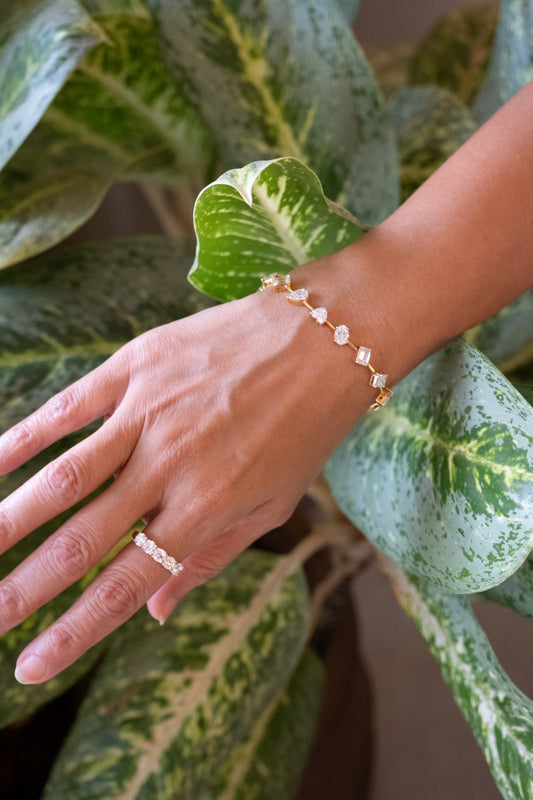 50 cent Multi-Shape Diamond Half Bracelet