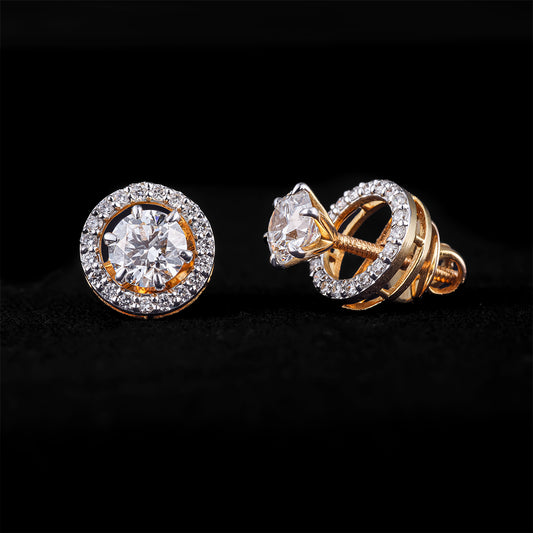 0.78-0.78ct Round Solitaire Earrings with Halo