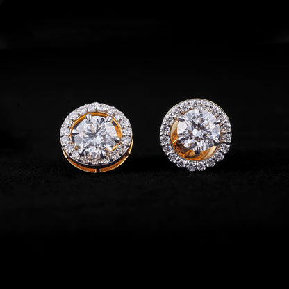 0.78-0.78ct Round Solitaire Earrings with Halo