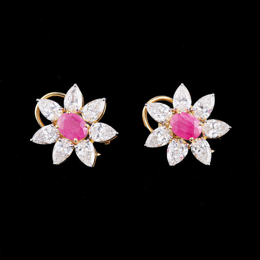Ruby, Diamond Huggie Earring
