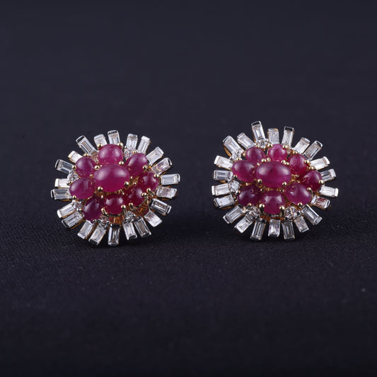 Ruby and Baguette Diamond Earrings