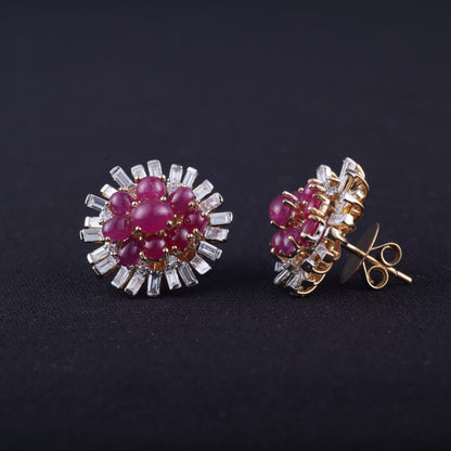 Ruby and Baguette Diamond Earrings